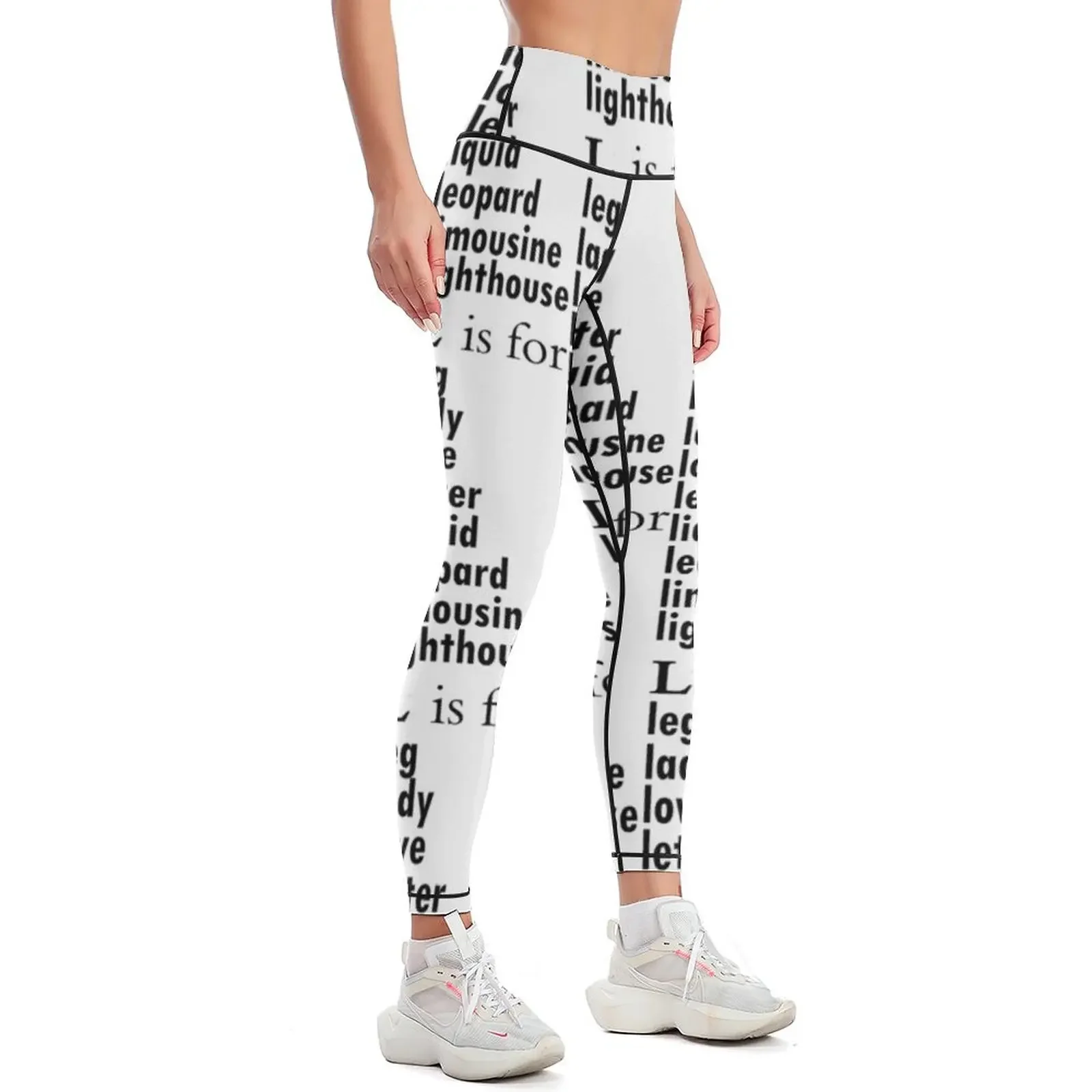 The L is for leg: Alphabet a-z Words - Alphabet Words Leggings gym sportswear woman Women sportwear Womens Leggings