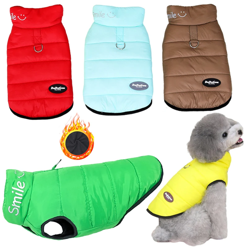 

Winter Warm Dog Jacket for Small Medium Dogs Cats Coats Clothes with D Ring Yorkie Chihuahua French Bulldog Padded Outfits