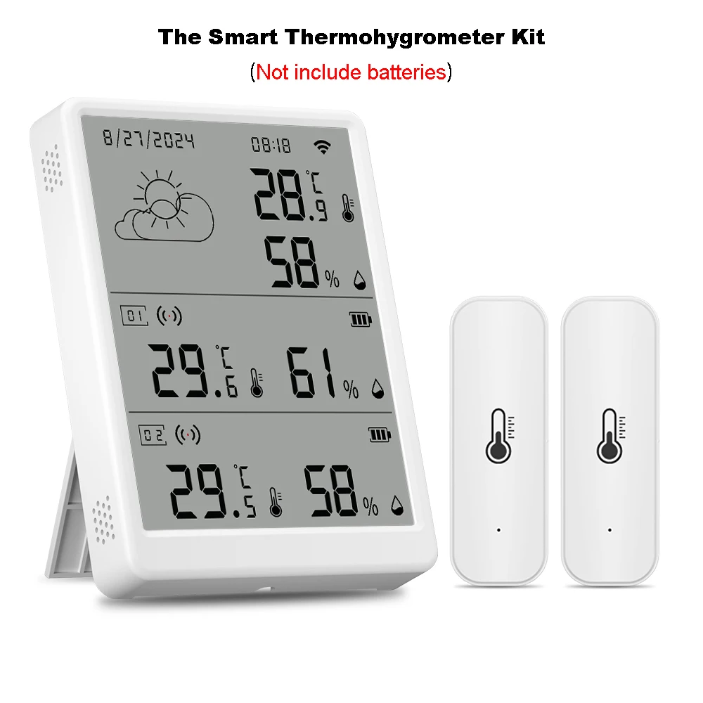 Tuya WiFi Weather Station Temperature Sensor Smart Thermohygrometer Kit Wi-Fi Gateway and 433mhz Thermohygrometer with App Alert image 3