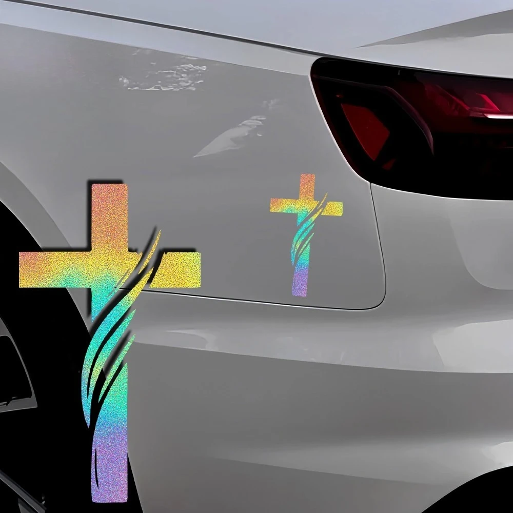 Gothic Cross Motorcycle Sticker 1PC Easy Apply Vinyl Decal for Fairing Helmet Side Panel Scooter Bike Auto Decor Accessory