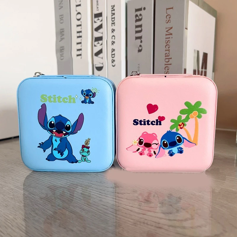 New Anime Stitch Jewelry Box Kawaii Stitch Convenient Cartoon Jewelry Ring Earring Necklace Storage Box Kids Gifts