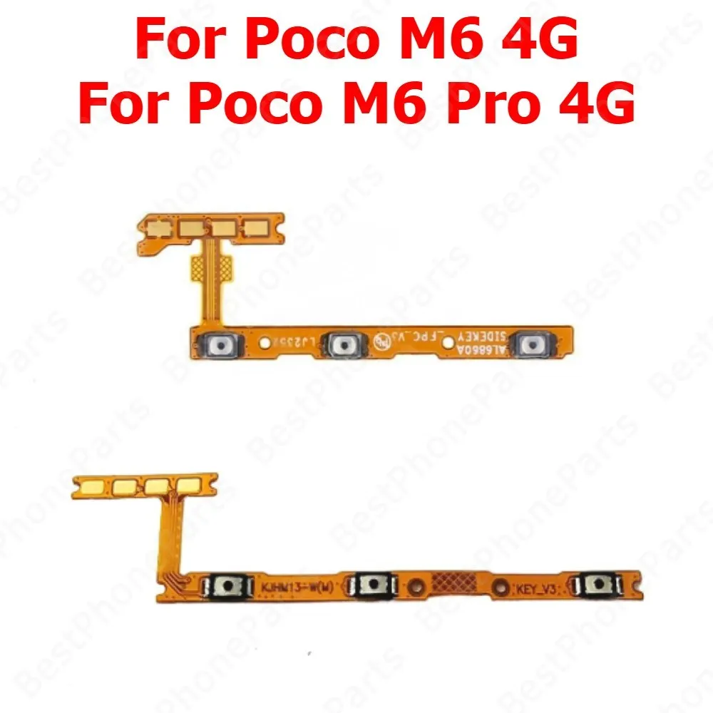 

Гибкий кабель включения и выключения громкости для Xiaomi Poco M6 Pro 4G PocoM6 M6Pro, боковая кнопка, кнопка отключения звука, запасные части для мобильного телефона