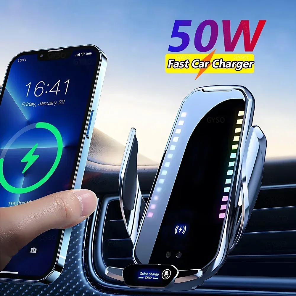 50W Caricabatterie Wireless Car Air Vent Stand Supporto Del Telefono Stazione di Ricarica Veloce Per Samsung S22 S21 S20 iPhone 12 13 14 15 Pro Max