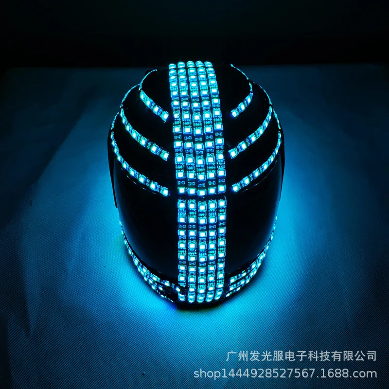 Colorful LED Glowing Helmet Full Helmet Headgear Remote Control Color Changing Performance Props Colorful Masks Halloween