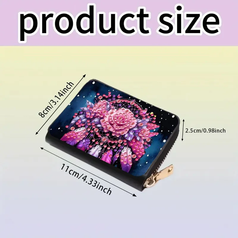 One Flower-Patterned Diamond Painting Card Case, with a DIY Multi-Slot Design, Is a Creative Gift for Festival PU Leather Bags