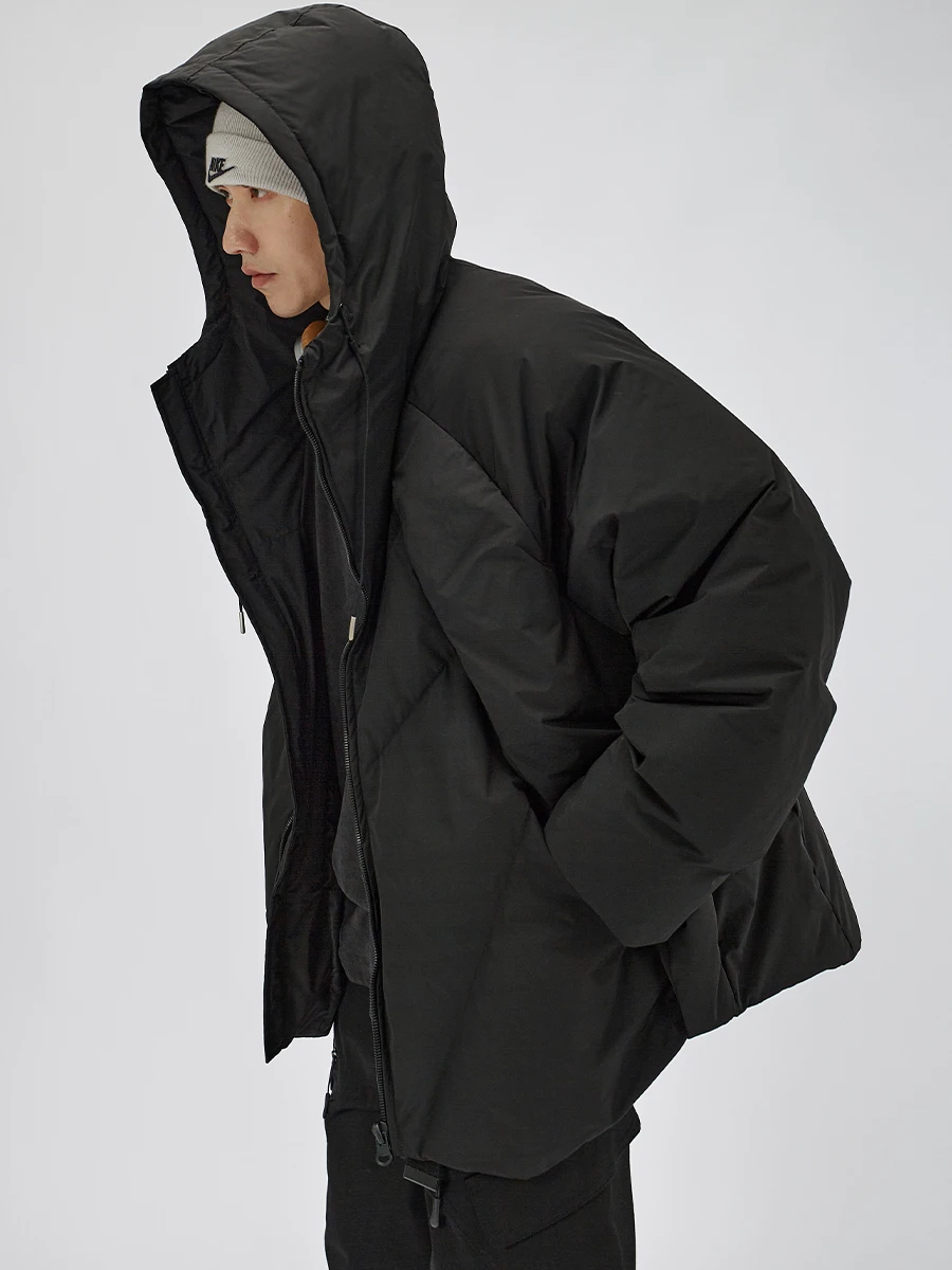 

Зимняя утепленная теплая хлопковая куртка с капюшоном для мужчин, повседневная свободная куртка с деконструированным дизайном, верхняя одежда из хлопка и полиэфирного волокна