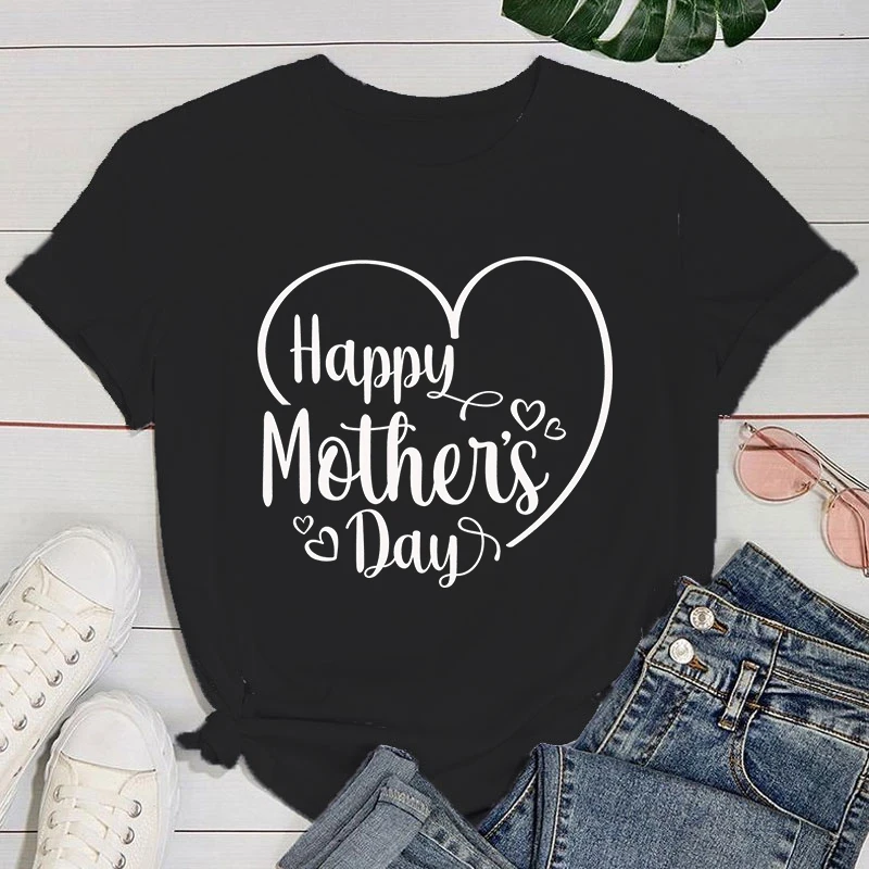 

Mother's Day T shirt New Happy Mothers Day Print T Shirt Women Short Sleeve Tops Tees Summer Fashion Loose Casual T-Shirt