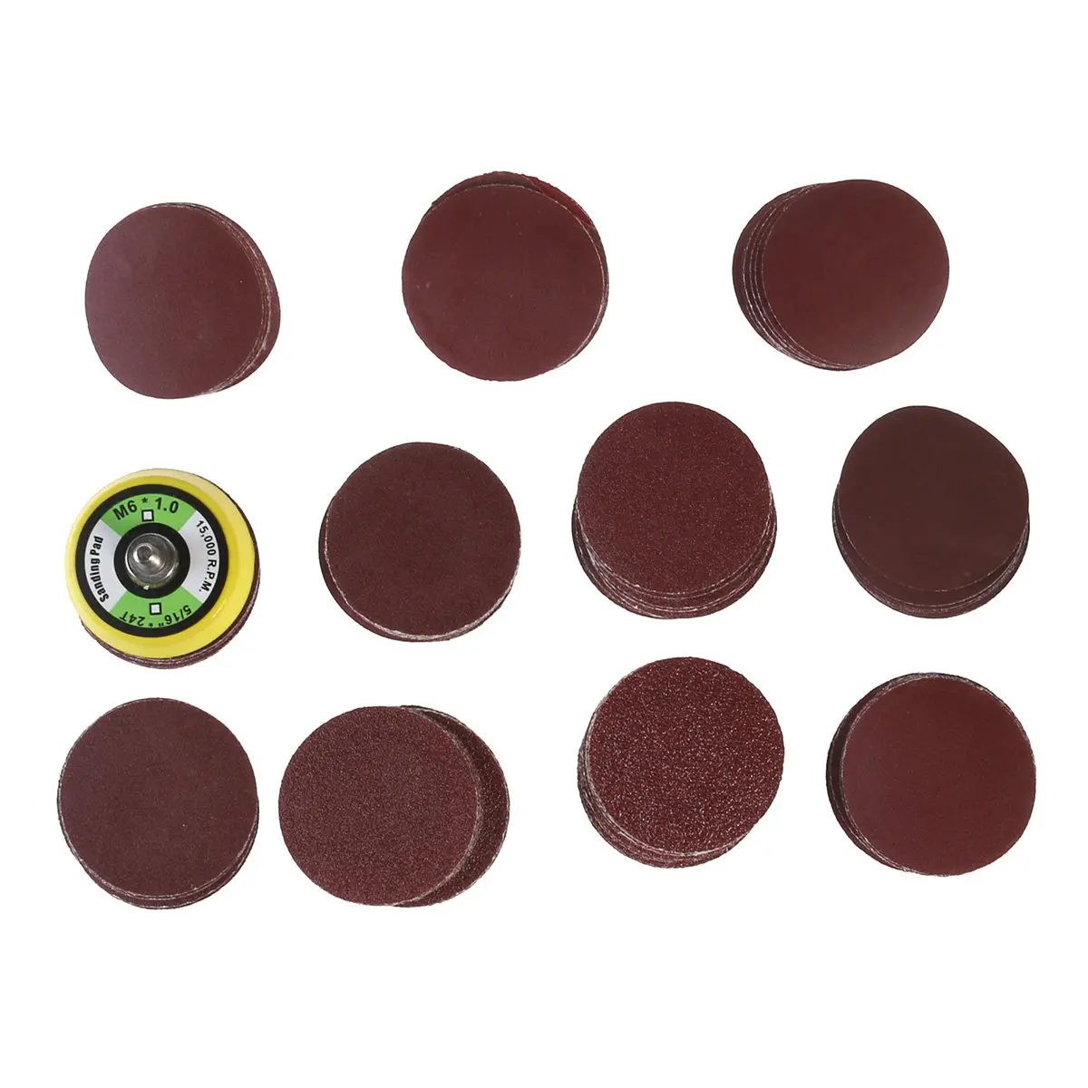 

2 Inch Hook and Loop Sanding Discs with Polishing Plate 10 Grits 60-2000 Grit Non-Woven Abrasive for Wood Metal Stone