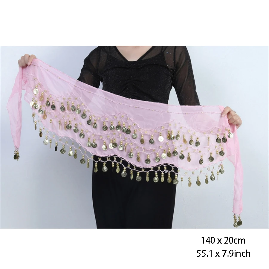 1 قطعة 140*20 سنتيمتر الشيفون الرقص الشرقي وشاح الورك مع عملات الورك حزام الورك وشاح تنورة ل الرقص الشرقي زومبا اليوغا