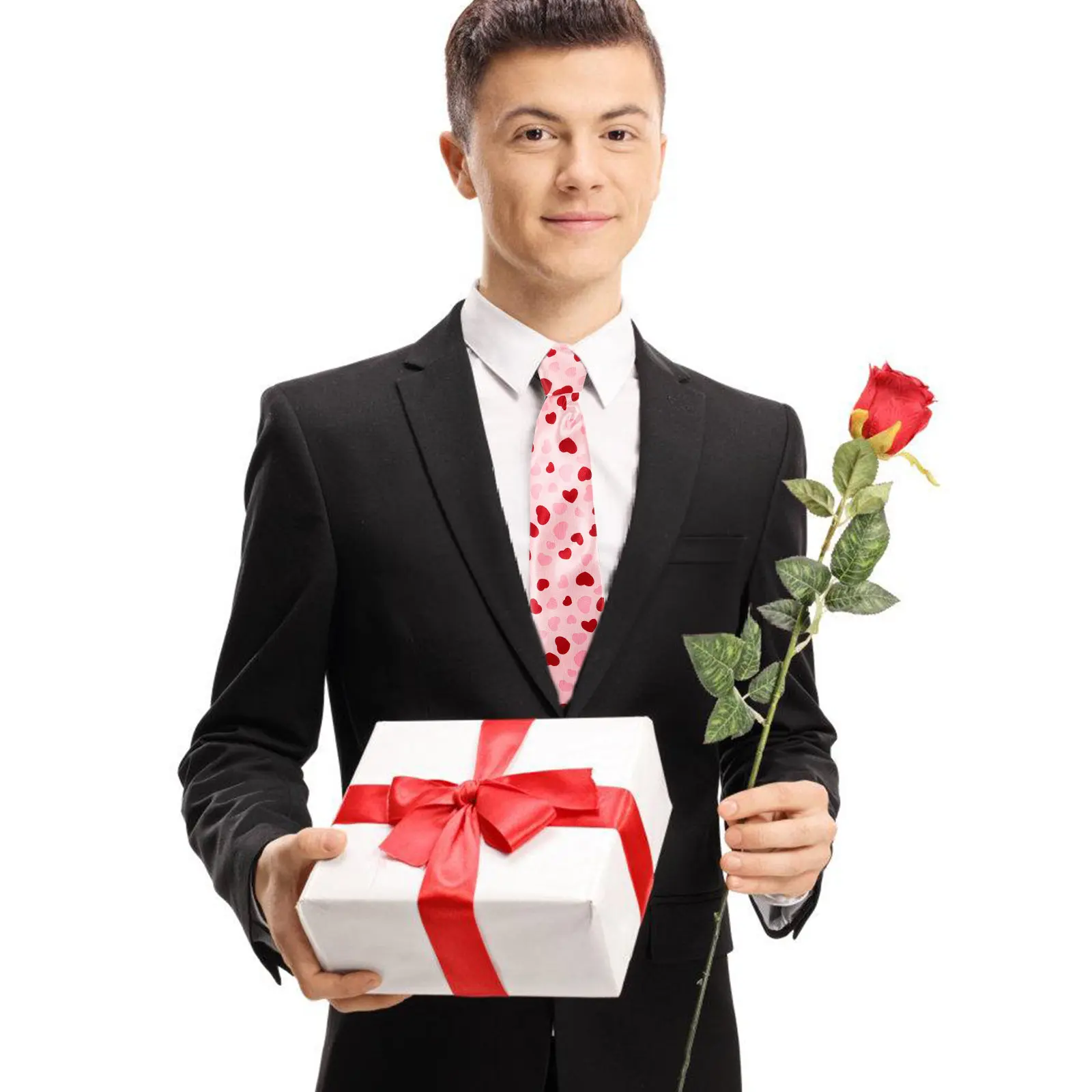 Men's Polyester Valentine's Day Tie – Lightweight Chic Necktie for Wedding, Party & Holiday Gift