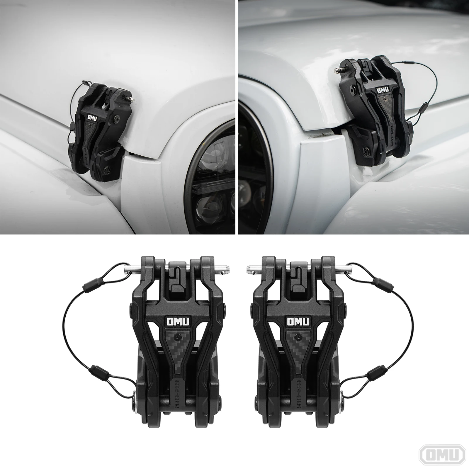 OMU 4x4 الألومنيوم هود الصيد قفل غطاء محرك السيارة هود المزالج ل جيب رانجلر JK/JKU 2007-2017 JL/JLU 2018-2024 & المصارع JT 2019-2024 #1