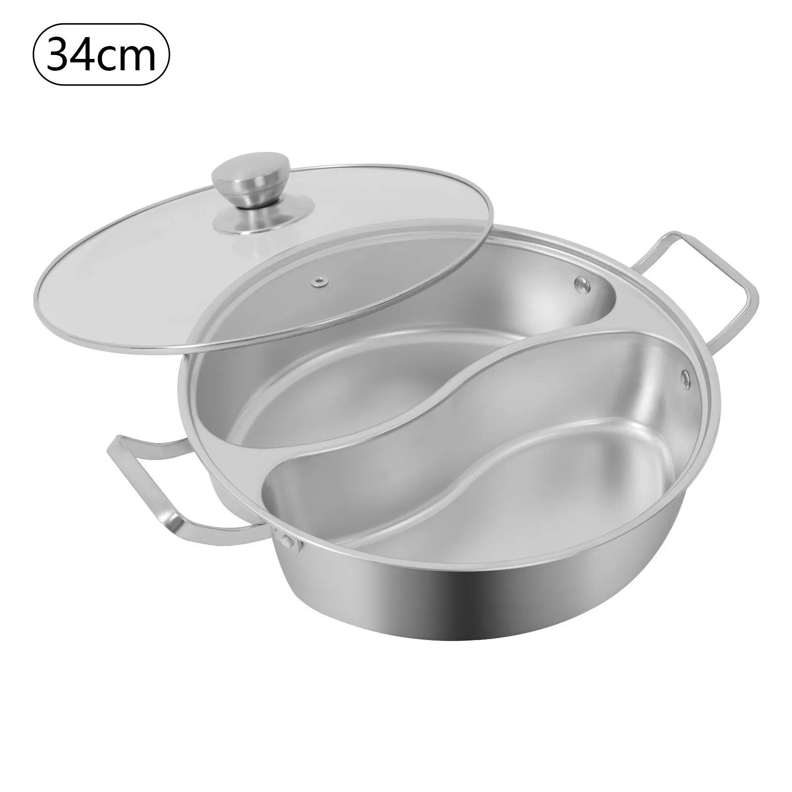 

Double Flavor Hot Pot for Home Kitchen Cooking Tool with Clear Lid and Divider