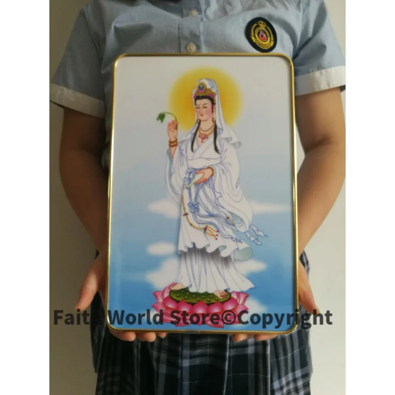 Spiritual worship Bless family safe good luck health HOME Effective Blessing Guanyin Avalokitesvara buddha crystal Picture frame