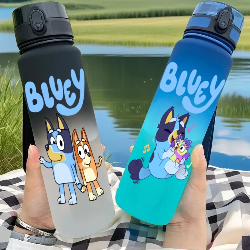 650ML Bluey  Anime Characters Water Cup Portable Children's  Outdoor  Large Capacity Plastic Antidrip Water Bottle