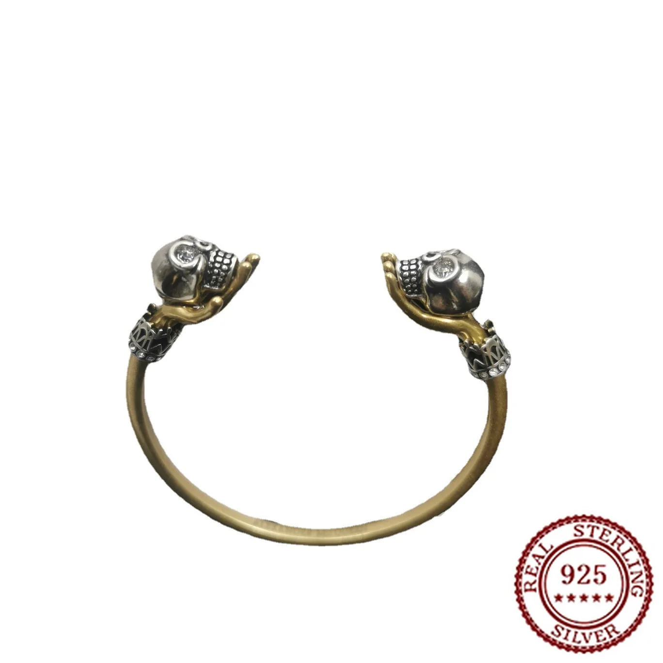 

2025 New Trendy Classic Ghost Hand Skull Bracelet Women's Retro Color Blocked Palm Support Head Open Bracelet
