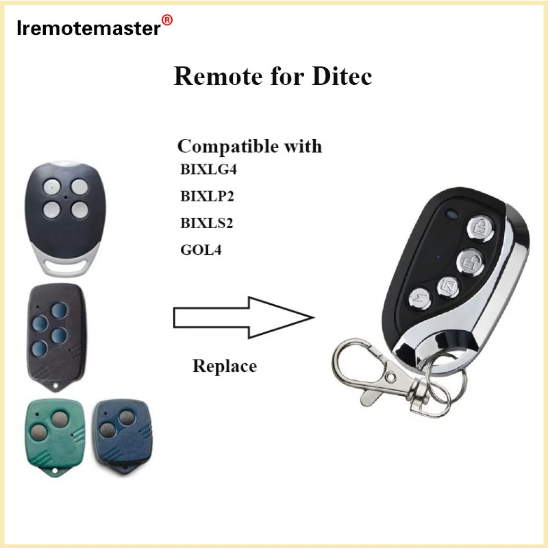 For DITEC garage remote control Ditec BIXLS2 BIXLP2 GOL4 BIXLG4 rolling code garage remote 433MHz fixed code opener