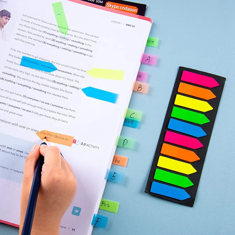 Drapeaux Fluorescents Translucides, Marqueurs de Sensation de Page