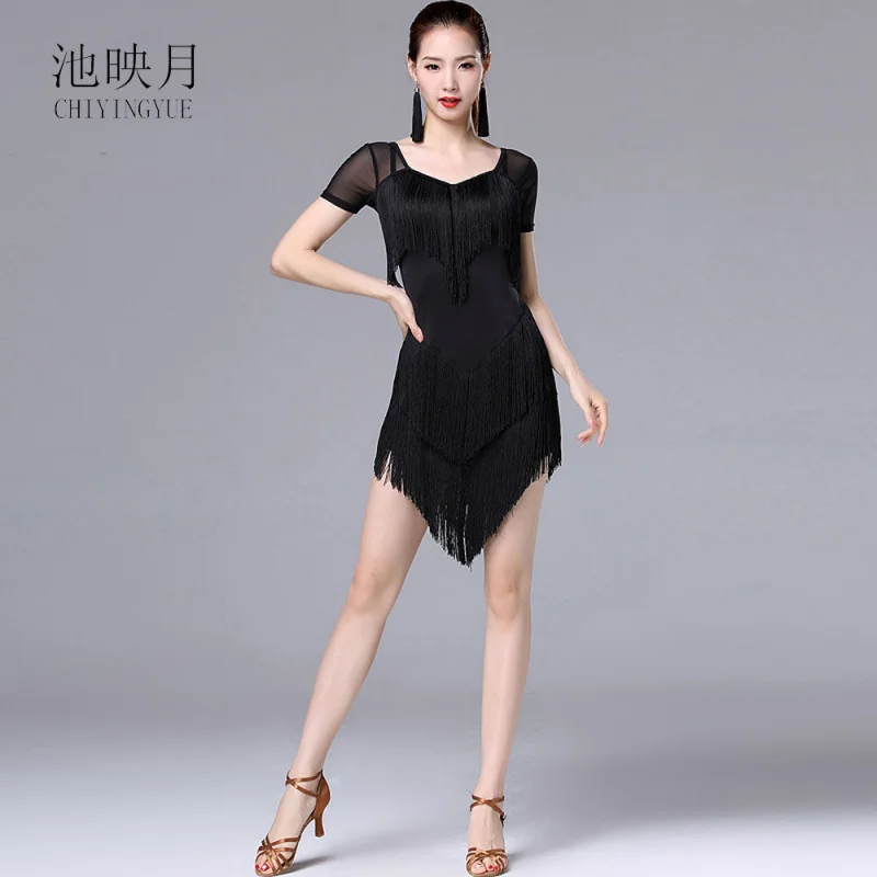 ฤดูร้อนเสื้อผ้าเต้นรําละตินผู้หญิงผู้ใหญ่ใหม่พู่ชุดประสิทธิภาพชุด