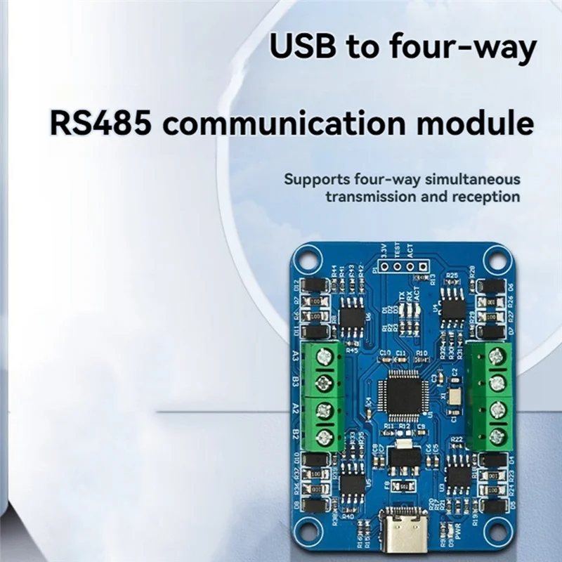 

Well Made-USB To 4-Way RS485 Communication Module CH344Q Half-Duplex Signal Transmission With Indicator Light For Scanner Printe
