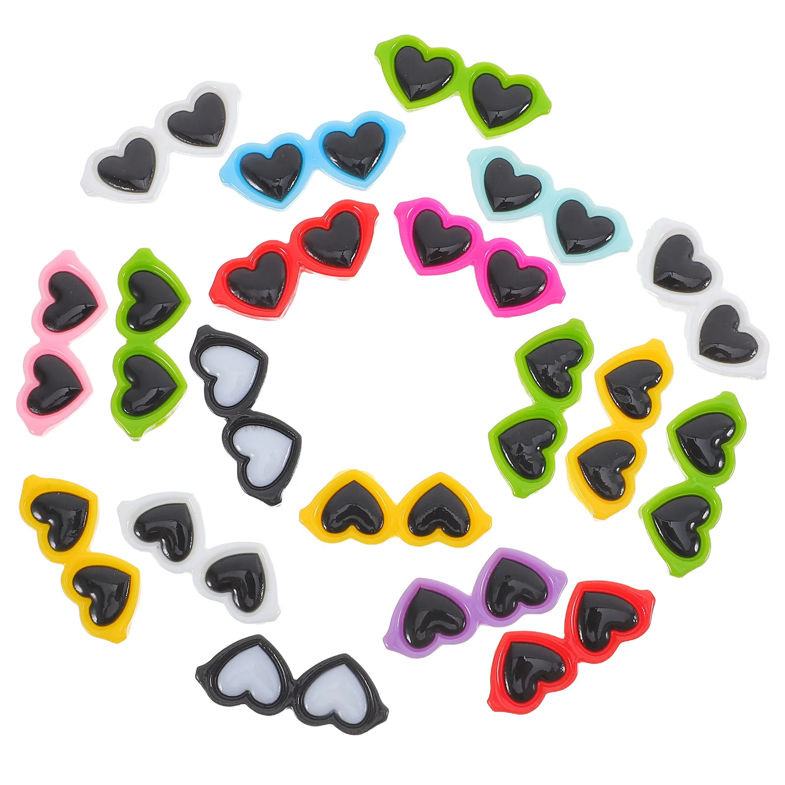20 piezas gafas de amor, accesorios de resina, decoración de funda de teléfono DIY, Material artesanal para joyería, ropa, accesorios para el cabello, arte