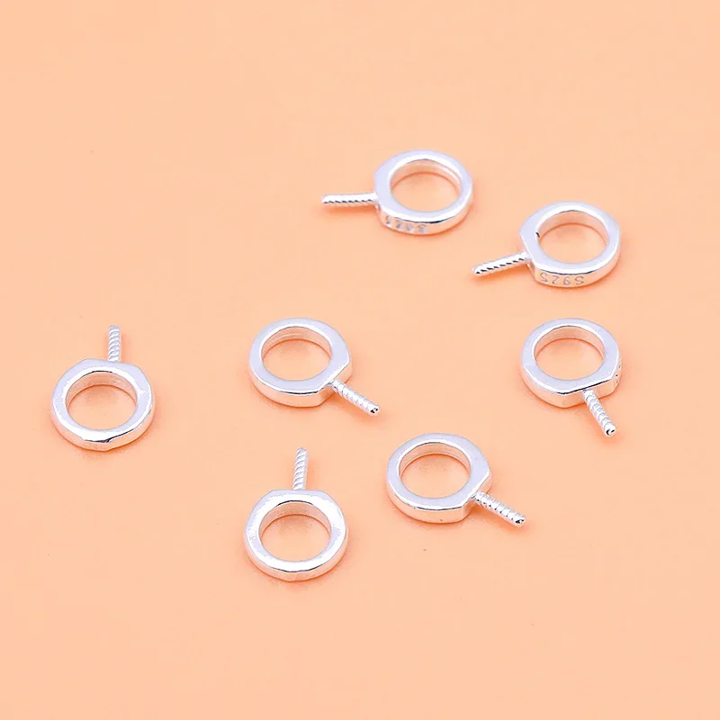 5PCS 925 Sterling Silver DIY Jewelry Accessories Pendant Needle Pearl Hanging Needle Handmade Beaded Material Accessories