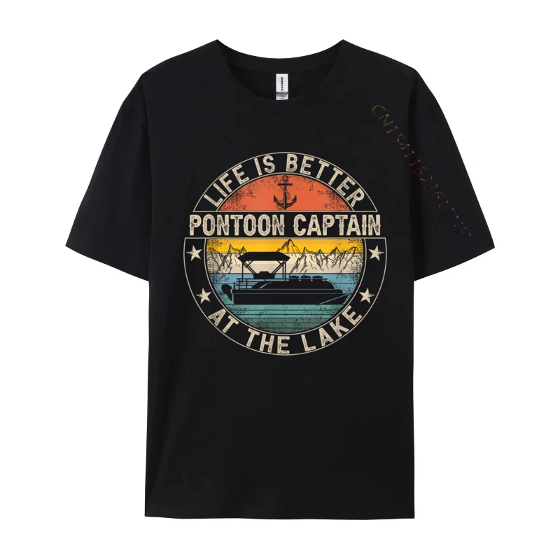 

Pontoon Captain Life Is Better At The Lake 3D Printed Slim Fit Cotton Camisa Mens T Shirt Custom Tops Shirt