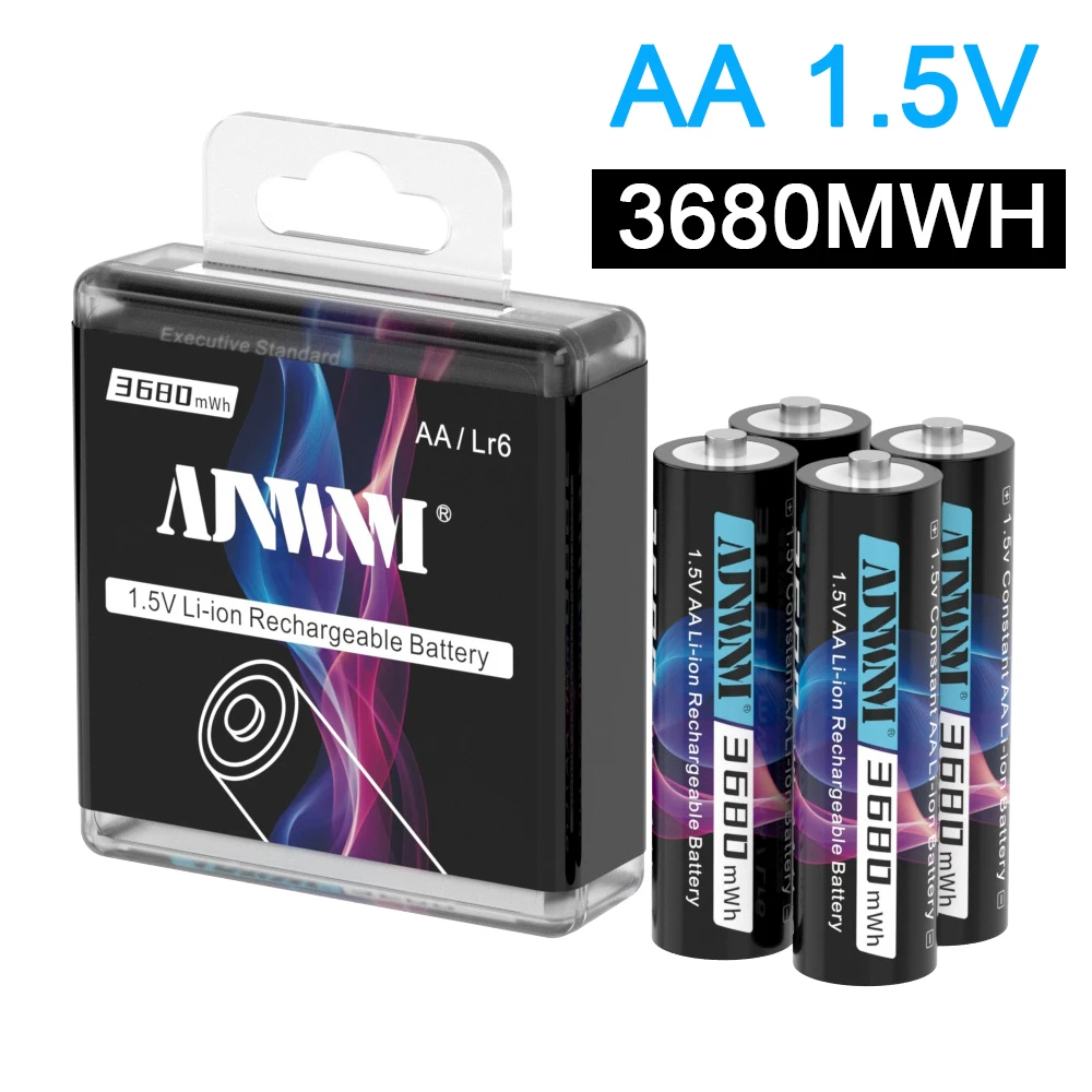 

AA 1.5v Li-ion Rechargeable Battery 3680mWh 1.5V AA Lithium Rechargeable Battery 1.5V AA Batteries for Remote Control AA Battery