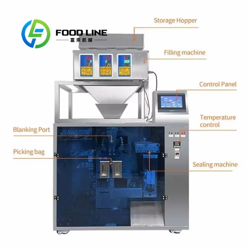 Premade Pouch Packing Machine Stable Vibrating Platform Even Product Flow Unit Model Pasta Pouch Packing Line In Stock Supply