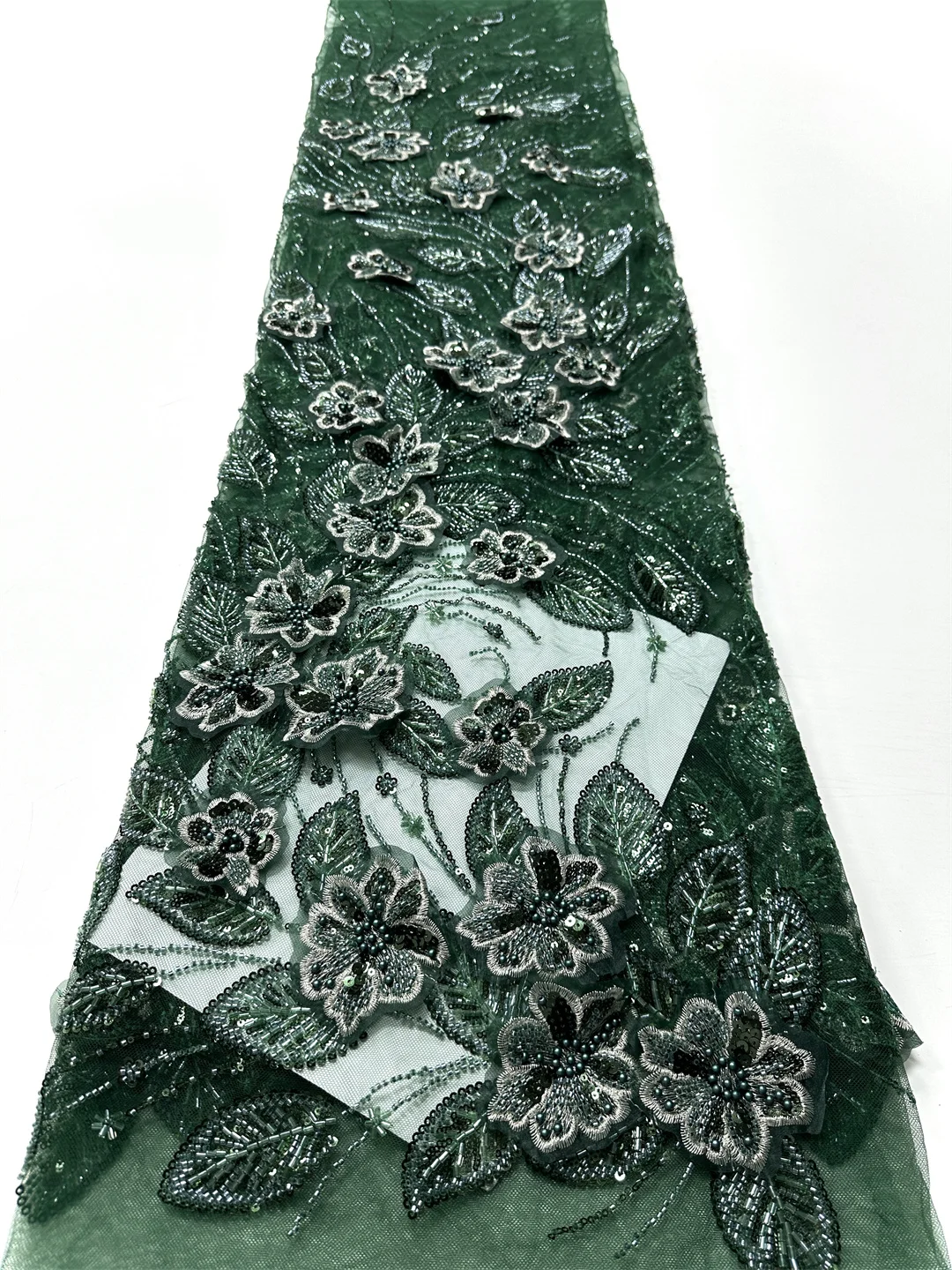 Kain Tulle 3D 2025 dengan Manik-manik Payet, Laris Manis, Baru, Gaya Afrika Nigeria Prancis untuk Gaun Pengantin Pesta Pernikahan Kelas Atas