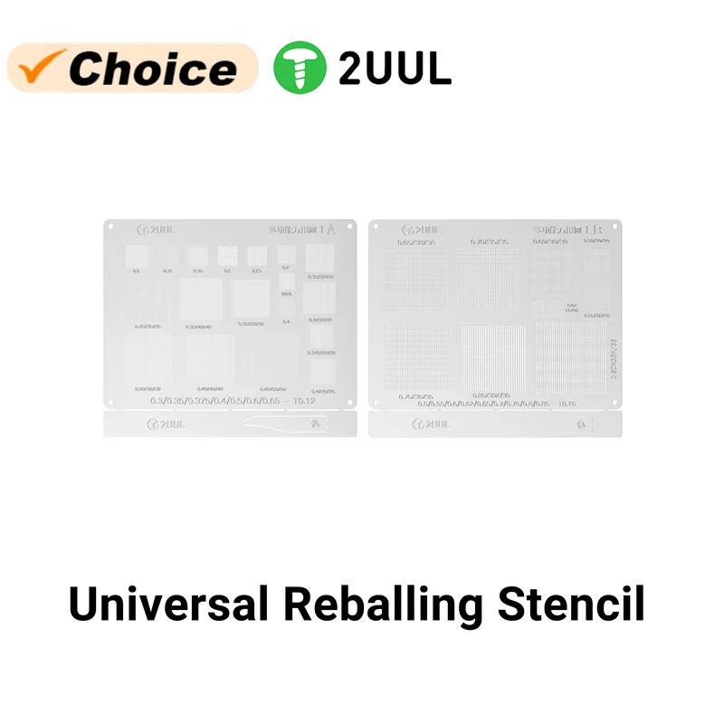 2UUL BG02 2Pcs/Pack Universal Reballing Stencils for BGA Chip Repair Two Pack Steel Mesh Phone Motherboard Solder Ball Tool