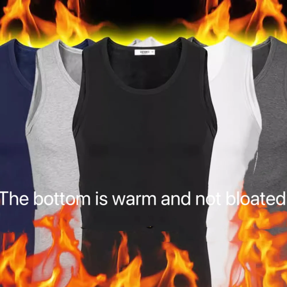 1Pcs Men's Warm Tank Top Man Winter Thermo Shaping Large Size Male Vest Comfortable With Velvet Teenagers Keep Warm Undershirt