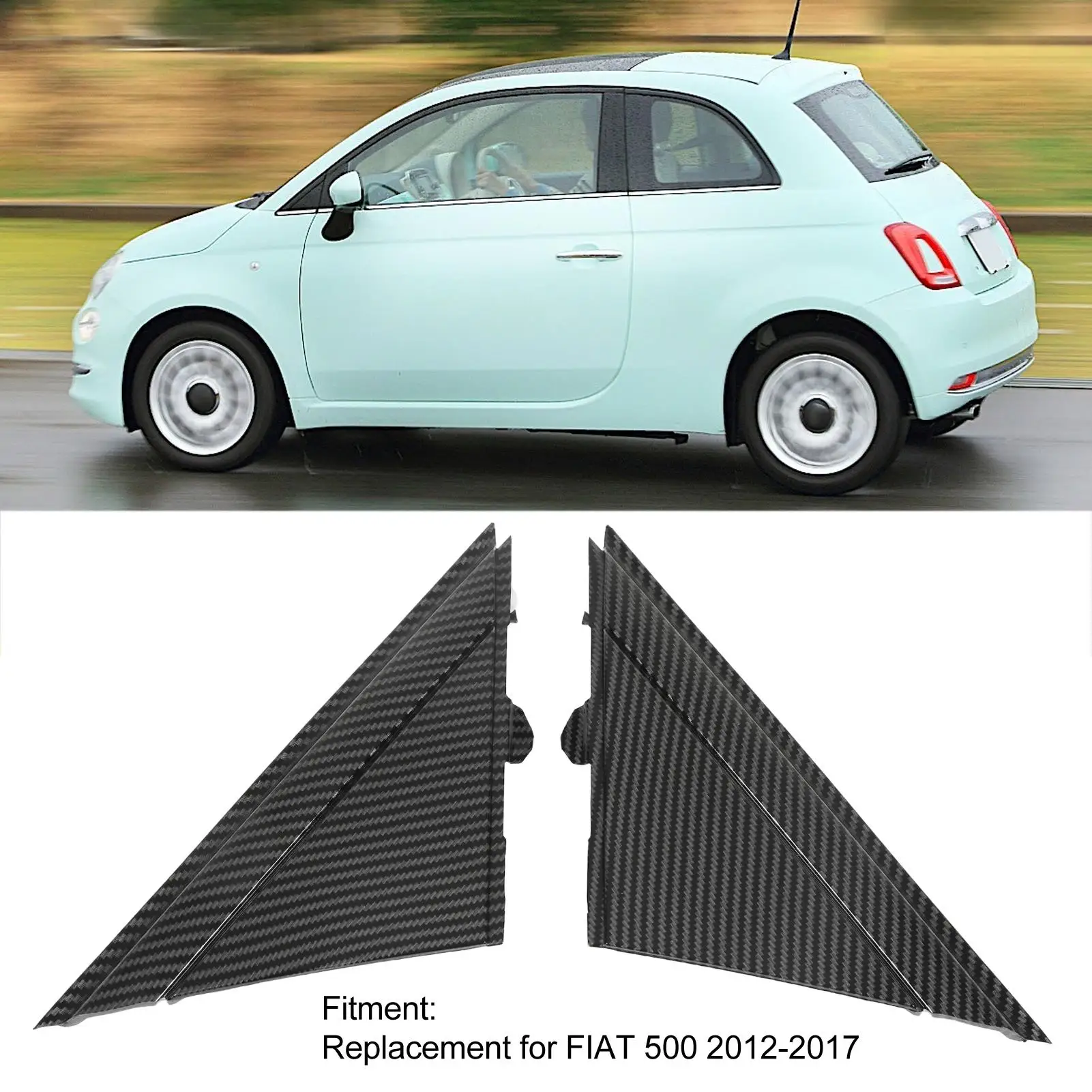 Car 2pcs Door Mirror Flag Cover 1SH17KX7AA Wing Mirror Left Right Plate Trim Replacement for Fiat 500 2012-2017