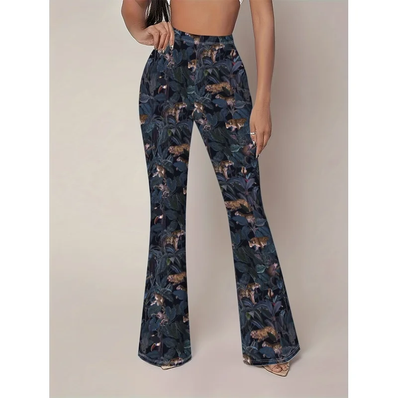Printed flared pants for teenagers aged 7-16, suitable for daily street casual wear, suitable for all seasons