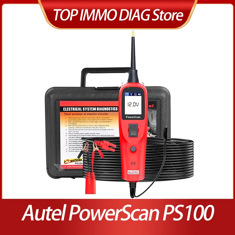 Autel PowerScan PS100 Auto Power Circuit Diagnostic Tester Automotive 12V 24V Electrical System AVO Digital Volt meter Scanner