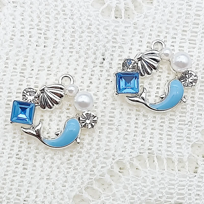 دلاية دلفين من سلسلة المحيط ، أخطبوط من سبيكة ذاتية الصنع ، إكسسوارات مجوهرات ، زيت بالتنقيط ، ذيل أزرق ، مادة سلسلة مفاتيح ، نجم بحري ، 10: 50 #4