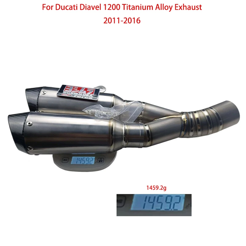 

60mm Dual-outlet Muffler Slip On for Ducati Diavel 1200 Exhaust Pipe Motorcycle Titanium Escape No DB Killer Original System