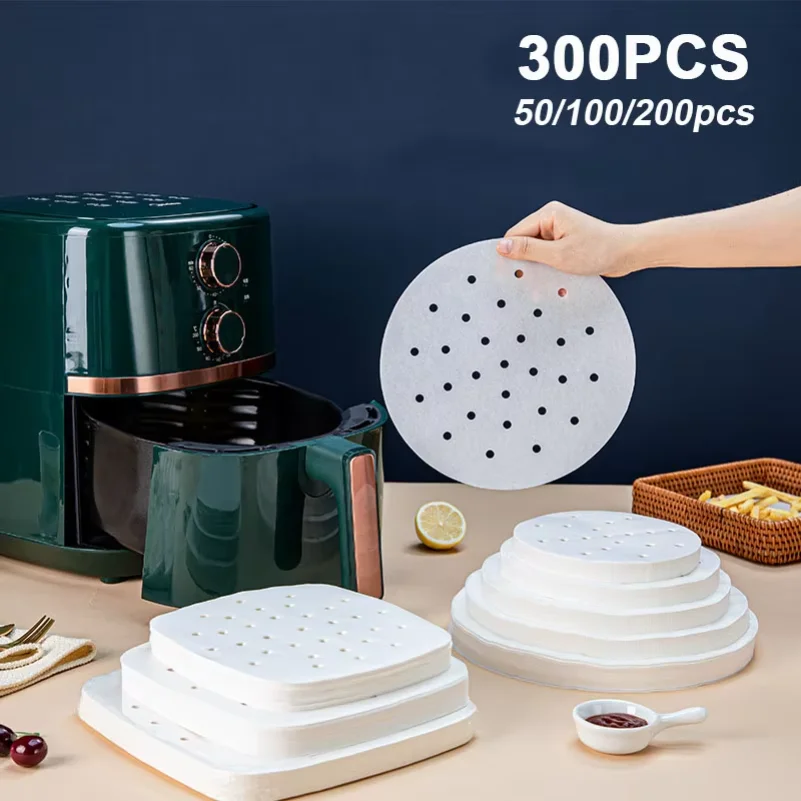 New Air Fryer Paper Special For Baking Kitchen Food Oil-proof Double-sided Silicone Oil Paper Non-Stick Steamer Pad Mat Papers