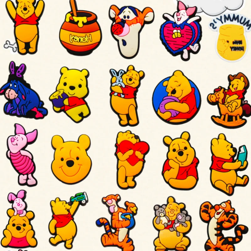 

20Pcs Winnie-the-Pooh Shoe Charms Clog Decorations PVC Shoe Accessories Buckle Garden Sandals for Wristband Party