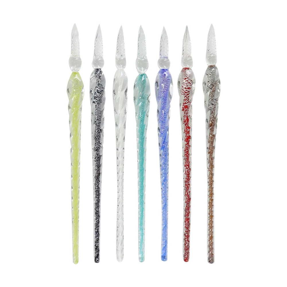 NEW 1 Handmade Glass Light Tube Pen 3D Glass Dip Pen Crystal Pen Holder Immersion Calligraphy Pen Filled With Ink Pen