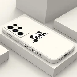 Panda Cute Label Phone Case For Samsung Galaxy S25 S24 S23 S22 S21 S20 S10 Ultra Plus FE Note 20 Ultra 10 Plus Cover