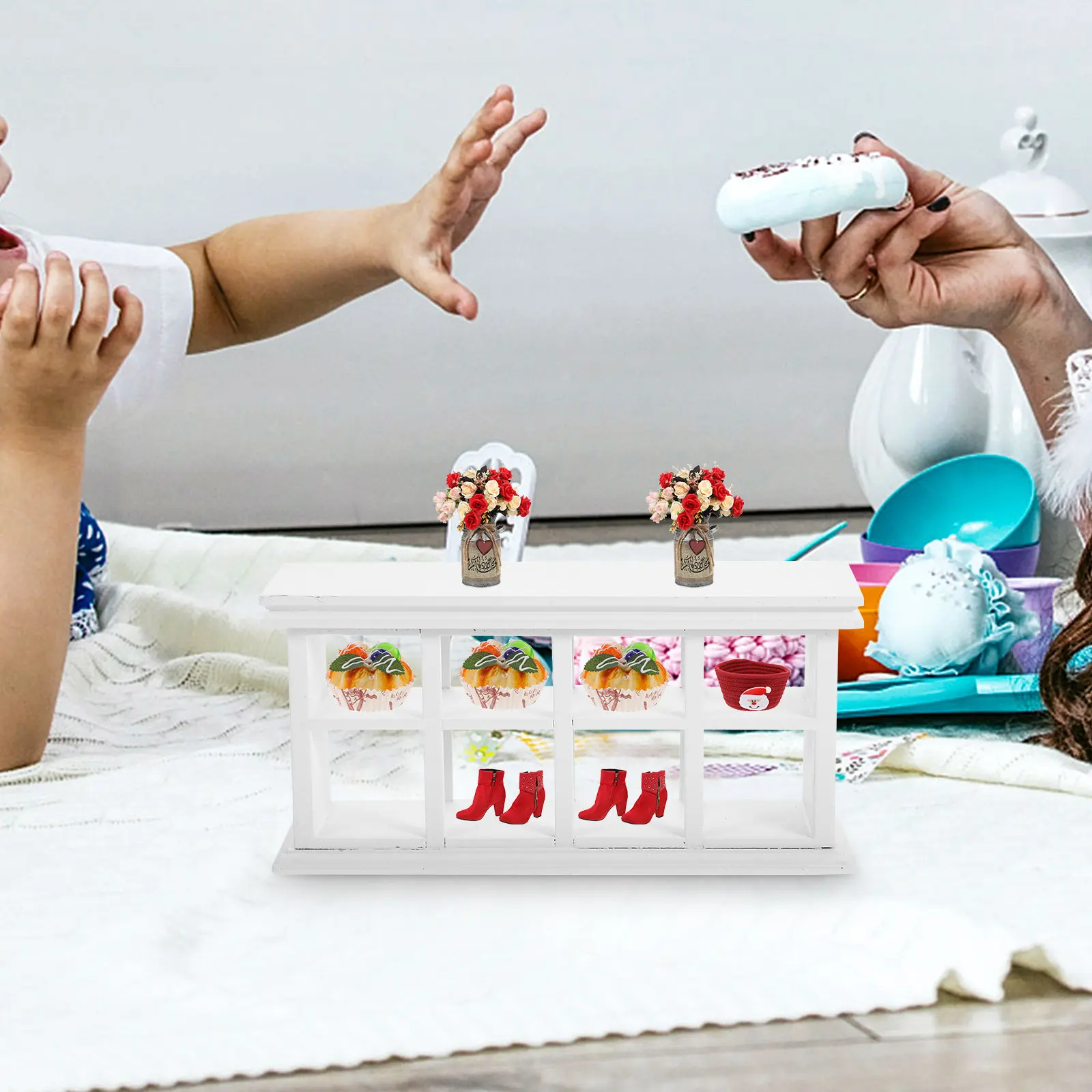 

Миниатюрный шкафчик для торта, декоративная мебель для рукоделия, миниатюрный шкафчик для тортов для DIY мини-домиков, изысканные детали, тонкая работа