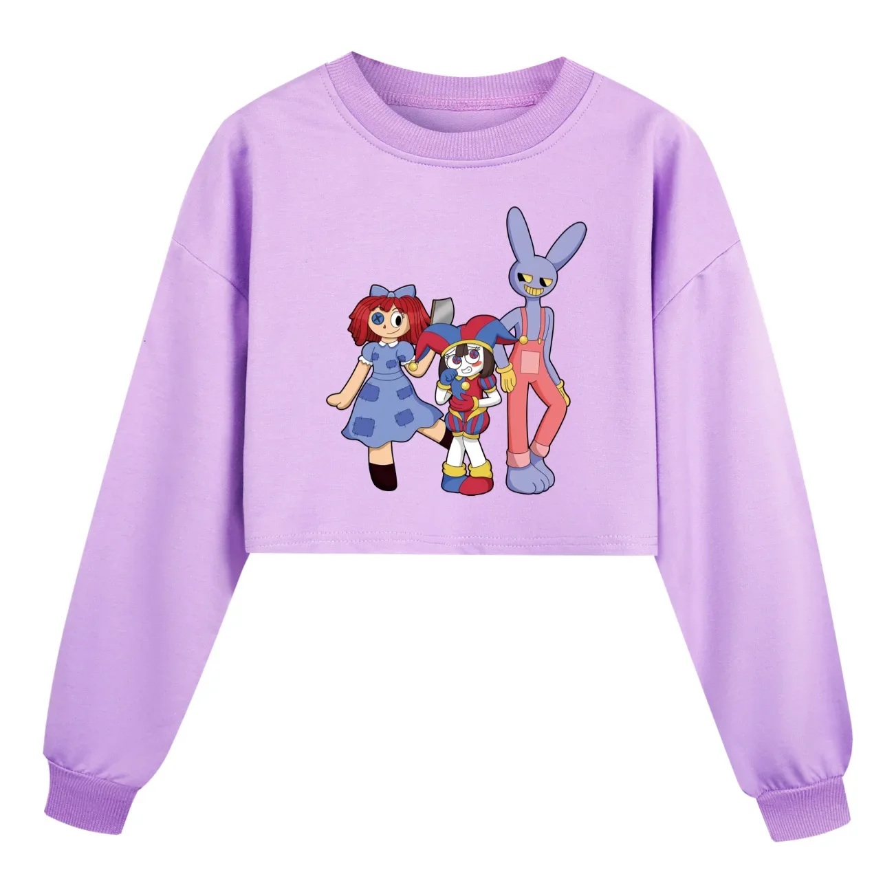 Fashion Amazing Digital Circus Girls  Hoodie Set Children Clothing Cropped Hoodies Sweatshirts Kids Long sleeve Casual Tops 2884