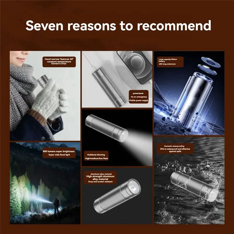 HOES-Flashlight Strong Light Outdoor Super Bright Hand Warm Treasure Flashlight Battery
