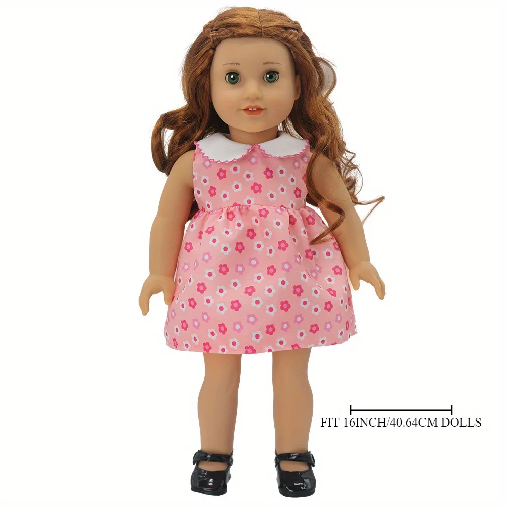 1 set of Doll clothes suitable for 16-inch dolls (product does not include doll and shoes) Red flower collar skirt