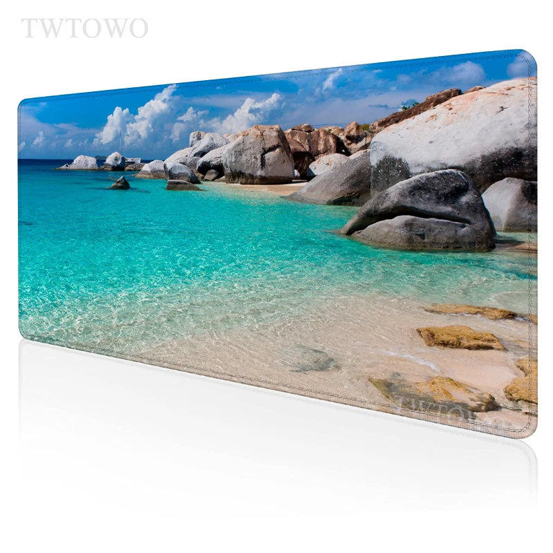 Beach Waves Mouse Pad Gamer XL Computer Large Custom Mousepad XXL Desk Mats Mouse Mat Natural Rubber Office Carpet PC Mouse Mat