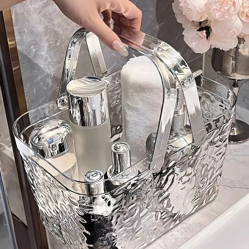 Portable with Handle Storage Basket Clear Thickening Sundries Storage Basket Toiletries Oragnizer for Bathroom Dormintory