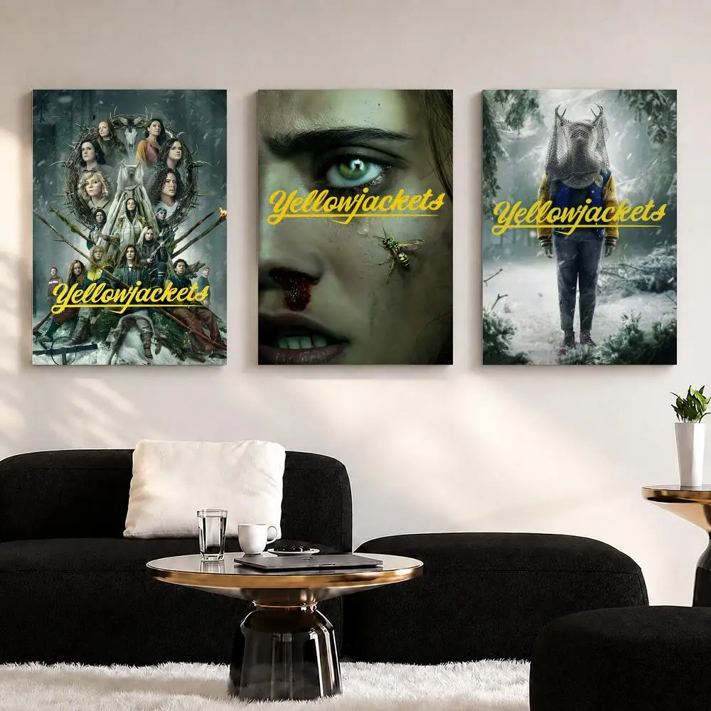 Classic TV Y-YellowjacketS Framed Wall Painting Ready to Hang Canvas Wall Art Poster for Bedroom Living Room Home Decor Gift