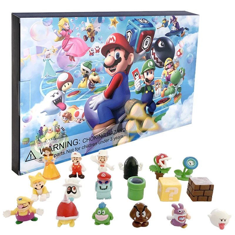 24pcs/Set Super Mario Bros Christmas Advent Calendar Box Toys Kawaii Anime Figure Pvc Model Dolls Toys Gift For Children