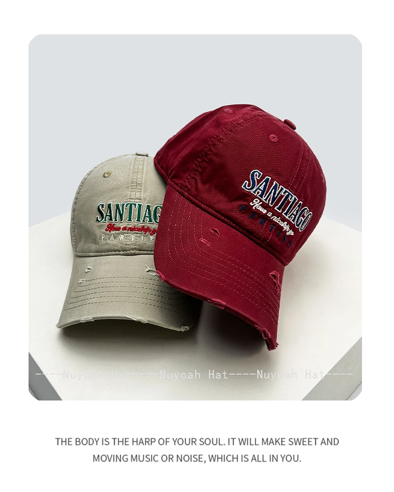 Neue Retro Baseballkappen für Damen und Herren mit Buchstaben-Stickerei im Used-Look, Sonnenschutz, Vielseitige Streetwear-Mützen, Modische Outdoor-Caps – Detail 5