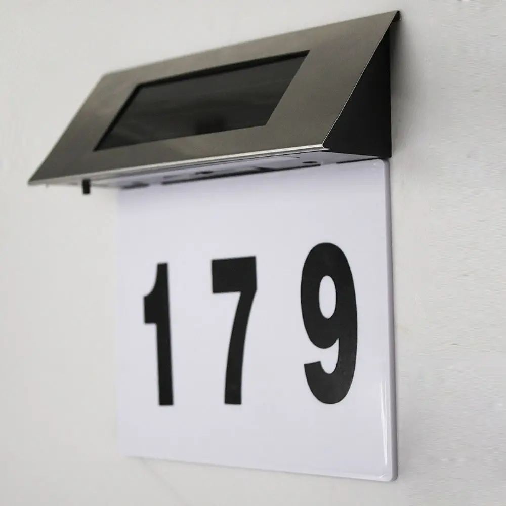 Solar-Powered LED Door Sign Light Rainproof Moisture-proof LED Address Sign High Brightness Easy Install